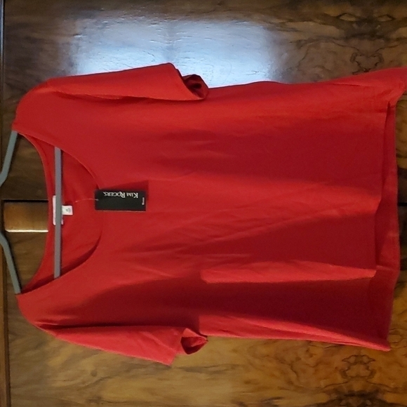 𝅺Kim Rogers Red Nylon Spandex Top NWT Sz 3X - Picture 1 of 5